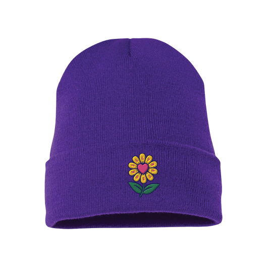 Flower Beanie - Purple
